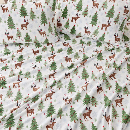 Velvet Luxe Printed Plush Sheet - Winter & Christmas Themed Bedding