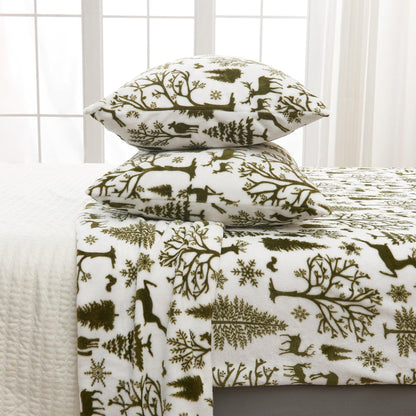 Velvet Luxe Printed Plush Sheet - Winter & Christmas Themed Bedding