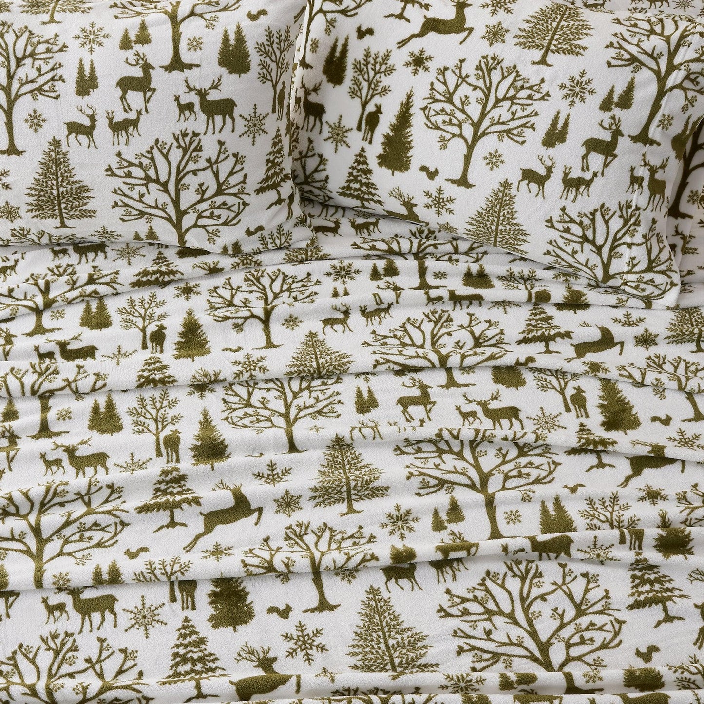 Velvet Luxe Printed Plush Sheet - Winter & Christmas Themed Bedding