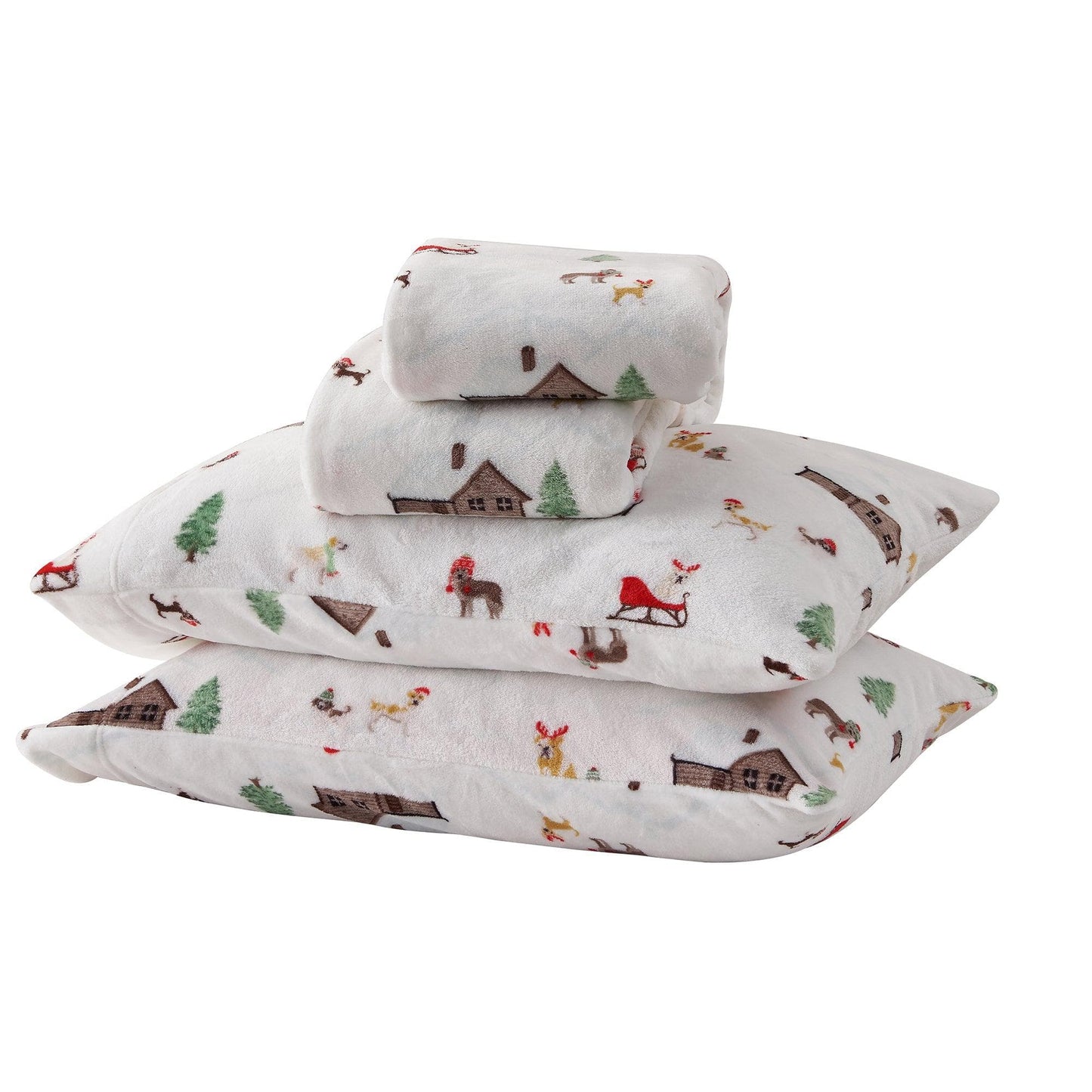 Velvet Luxe Printed Plush Sheet - Winter & Christmas Themed Bedding