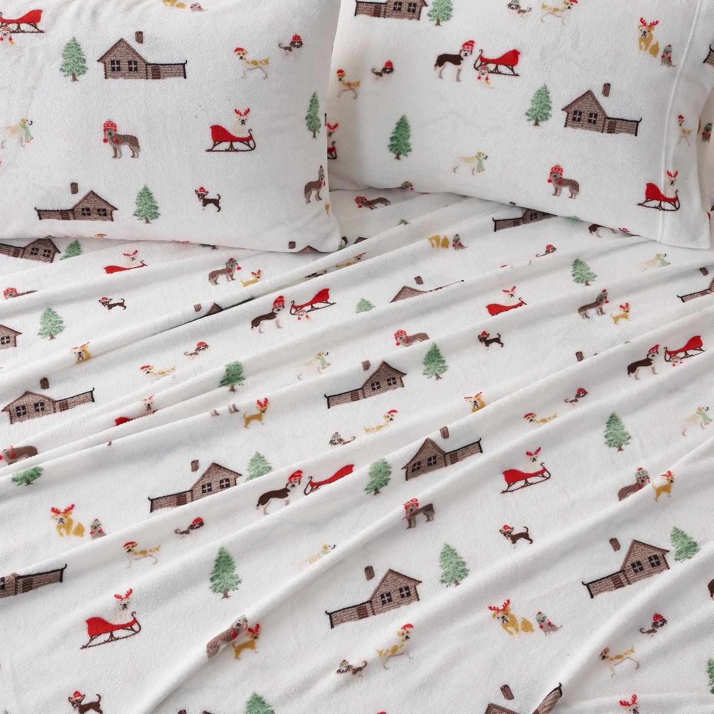 Velvet Luxe Printed Plush Sheet - Winter & Christmas Themed Bedding