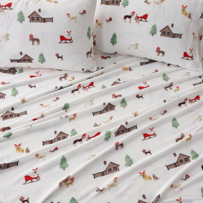 Velvet Luxe Printed Plush Sheet - Winter & Christmas Themed Bedding