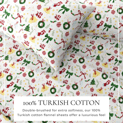 4-Piece Turkish Cotton Christmas Flannel Sheet - Christmas Sheets