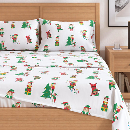 4-Piece Turkish Cotton Christmas Flannel Sheet - Christmas Sheets