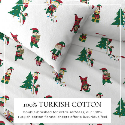 4-Piece Turkish Cotton Christmas Flannel Sheet - Christmas Sheets