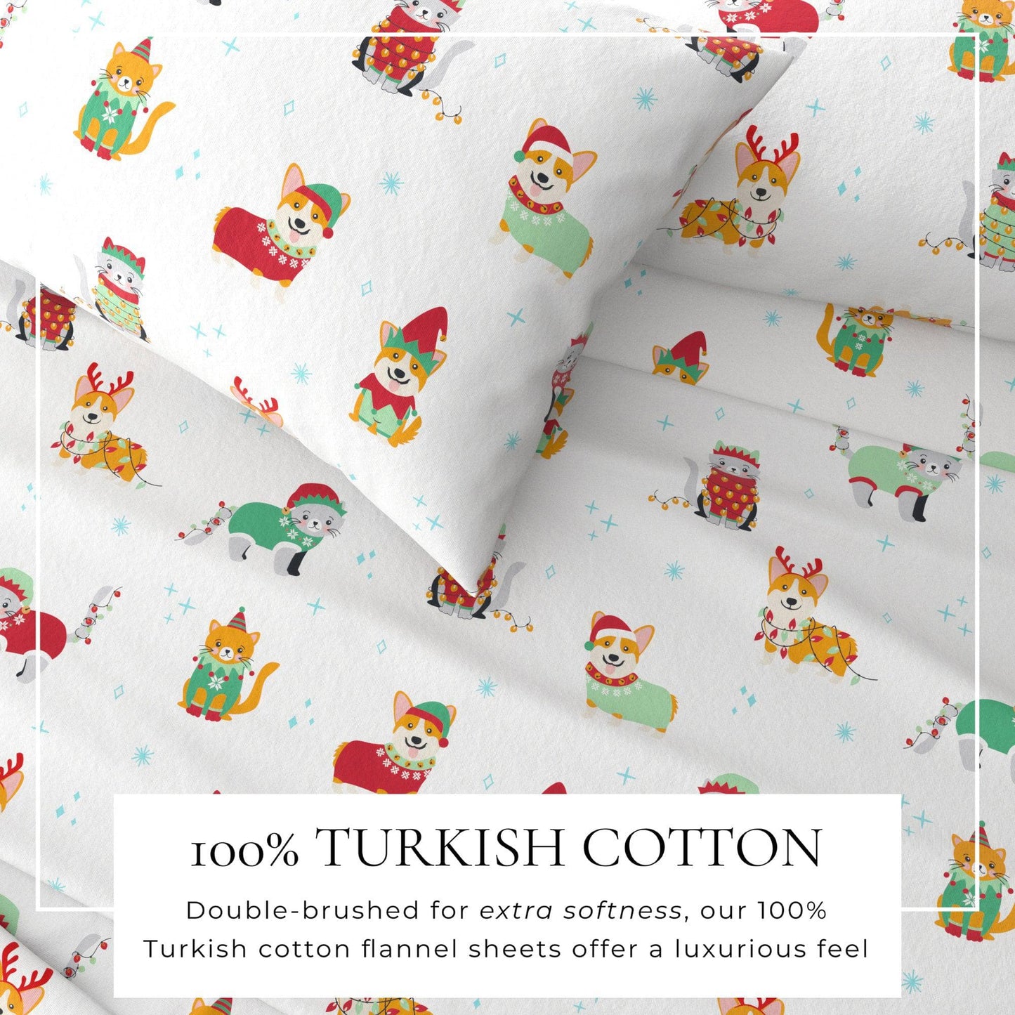 4-Piece Turkish Cotton Christmas Flannel Sheet - Christmas Sheets
