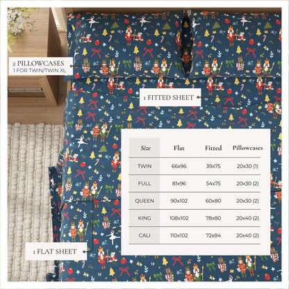 4-Piece Turkish Cotton Christmas Flannel Sheet - Christmas Sheets