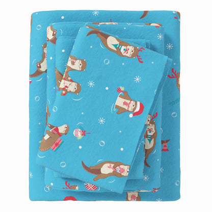 4-Piece Turkish Cotton Christmas Flannel Sheet - Christmas Sheets