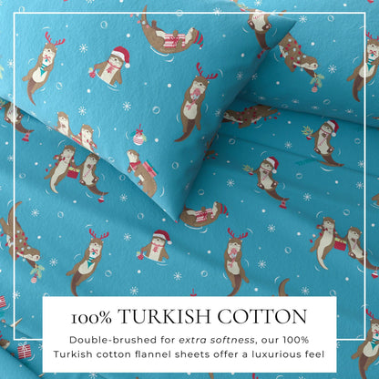 4-Piece Turkish Cotton Christmas Flannel Sheet - Christmas Sheets