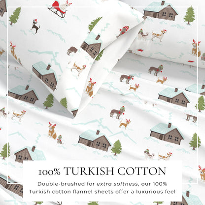 4-Piece Turkish Cotton Christmas Flannel Sheet - Christmas Sheets