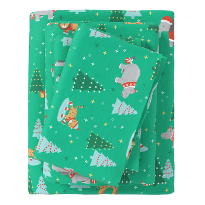 4-Piece Turkish Cotton Christmas Flannel Sheet - Christmas Sheets
