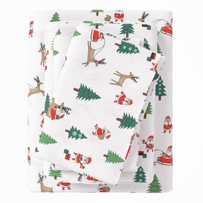 4-Piece Turkish Cotton Christmas Flannel Sheet - Christmas Sheets