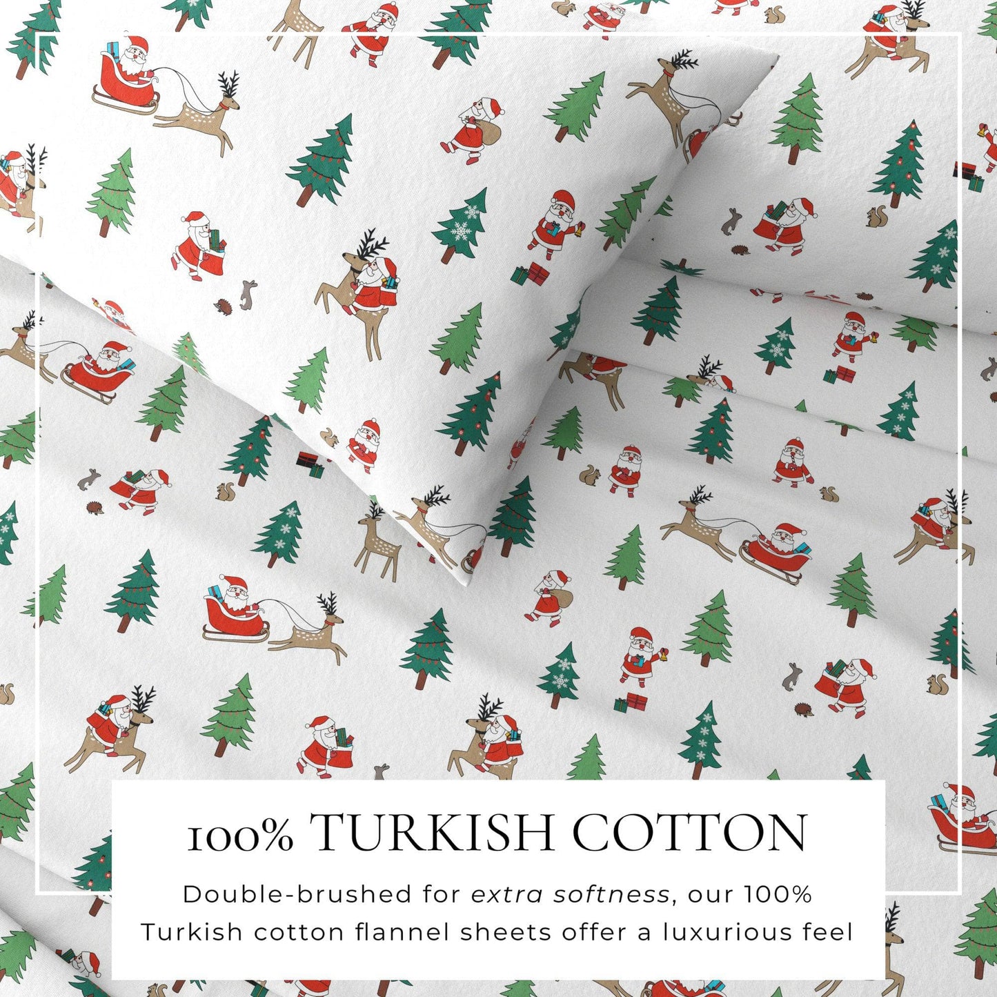 4-Piece Turkish Cotton Christmas Flannel Sheet - Christmas Sheets