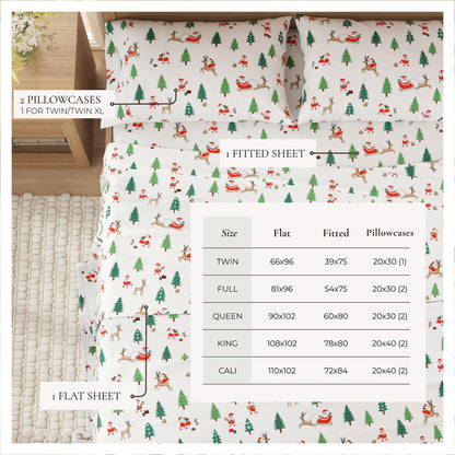 4-Piece Turkish Cotton Christmas Flannel Sheet - Christmas Sheets