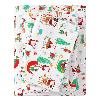4-Piece Turkish Cotton Christmas Flannel Sheet - Christmas Sheets