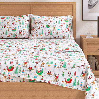4-Piece Turkish Cotton Christmas Flannel Sheet - Christmas Sheets