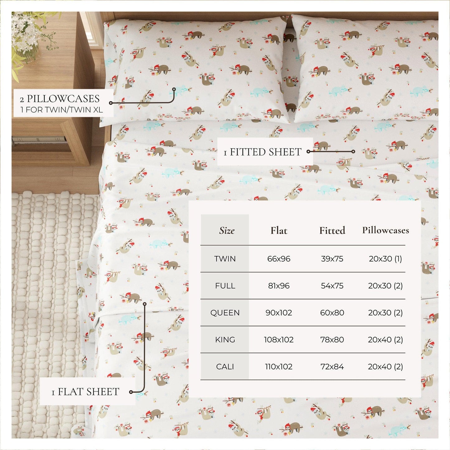4-Piece Turkish Cotton Christmas Flannel Sheet - Christmas Sheets