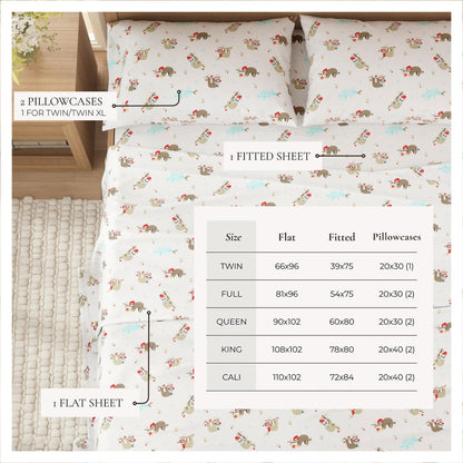 4-Piece Turkish Cotton Christmas Flannel Sheet - Christmas Sheets