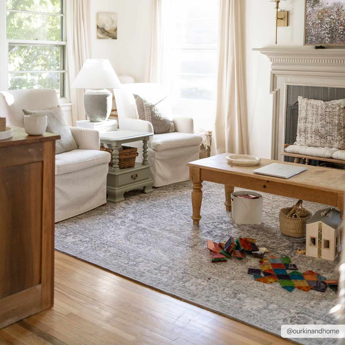 Greenpoint Dusty Blue Washable Rug - Quahog Bay Bedding