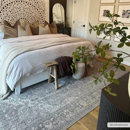 Greenpoint Dusty Blue Washable Rug - Quahog Bay Bedding