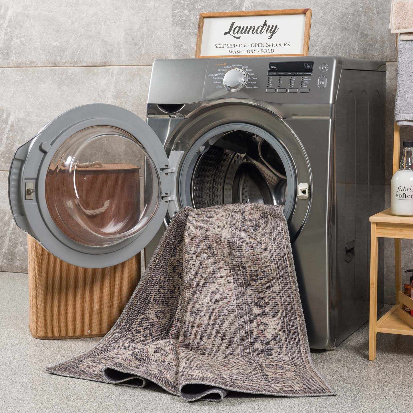 Greenpoint Dusty Blue Washable Rug - Quahog Bay Bedding