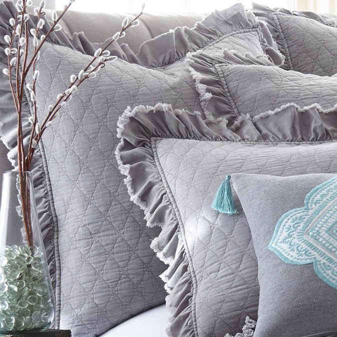 Grey Stonewashed Euro Shams - Set of 2 - Quahog Bay Bedding