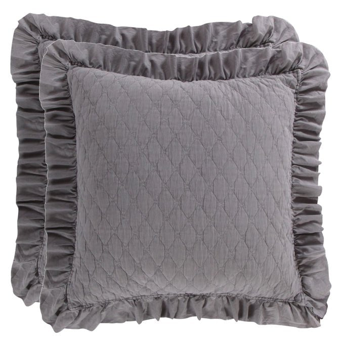 Grey Stonewashed Euro Shams - Set of 2 - Quahog Bay Bedding