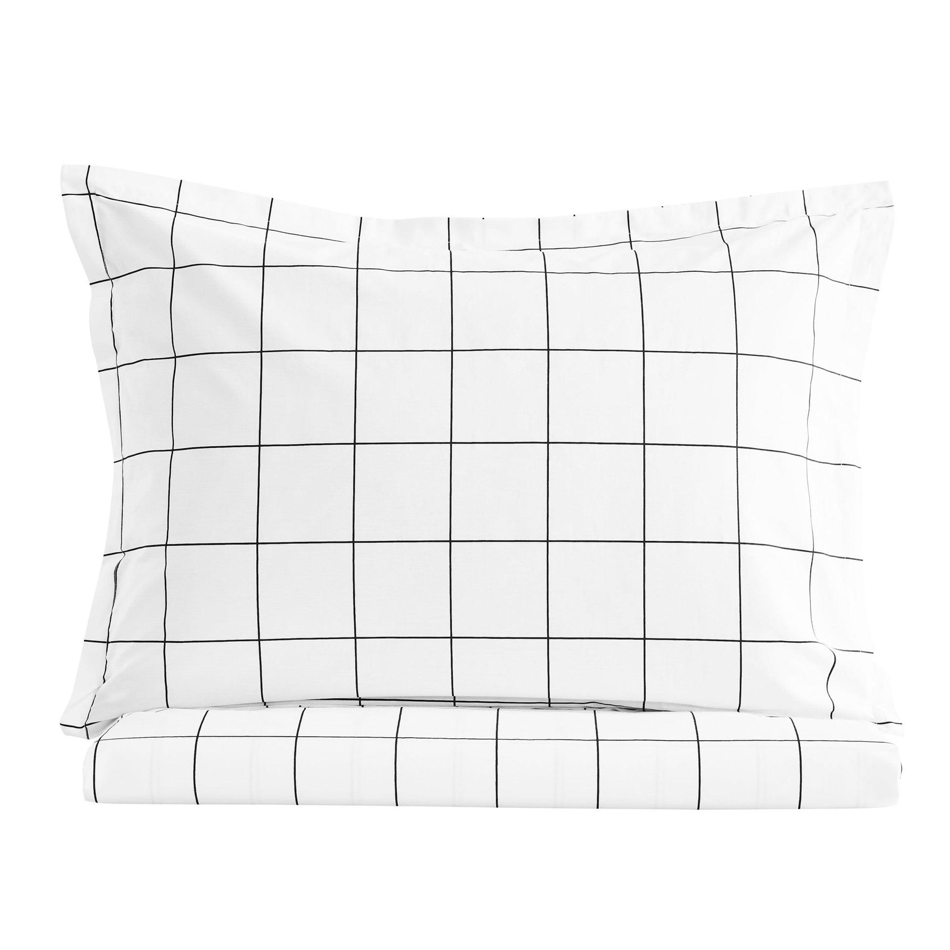 Grid Printed Cotton Percale Duvet Set - Quahog Bay Bedding