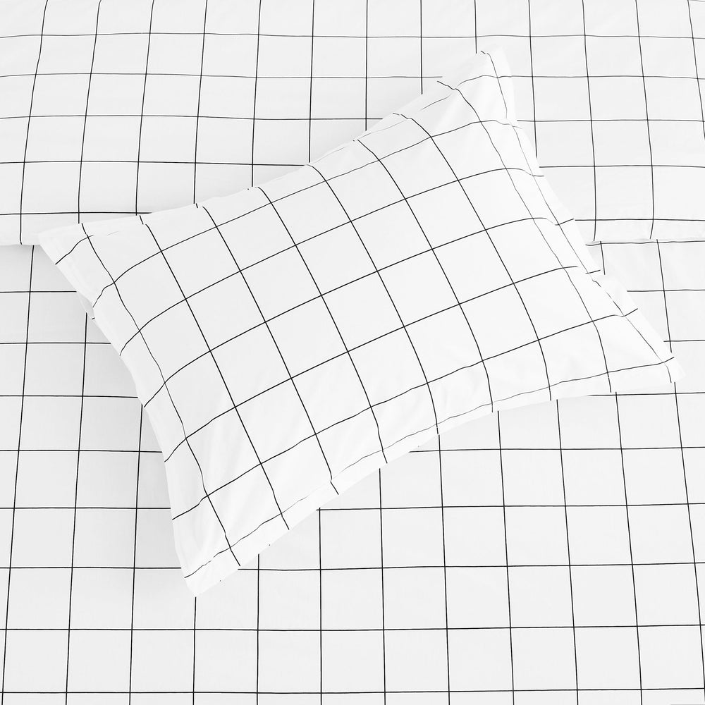 Grid Printed Cotton Percale Duvet Set - Quahog Bay Bedding