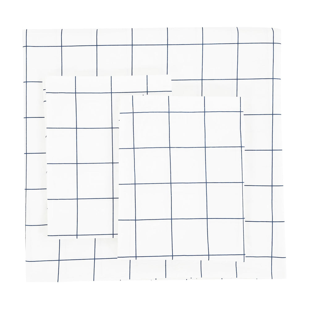 Grid Printed Cotton Percale Duvet Set - Quahog Bay Bedding