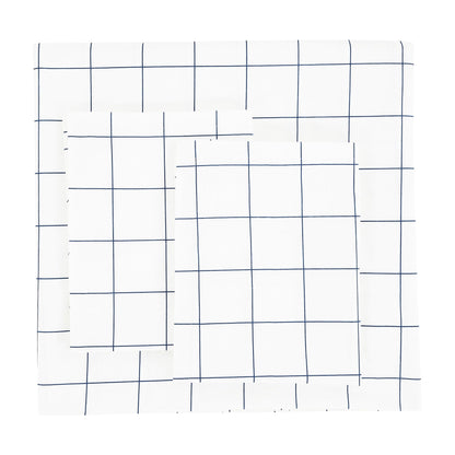 Grid Printed Cotton Percale Duvet Set - Quahog Bay Bedding