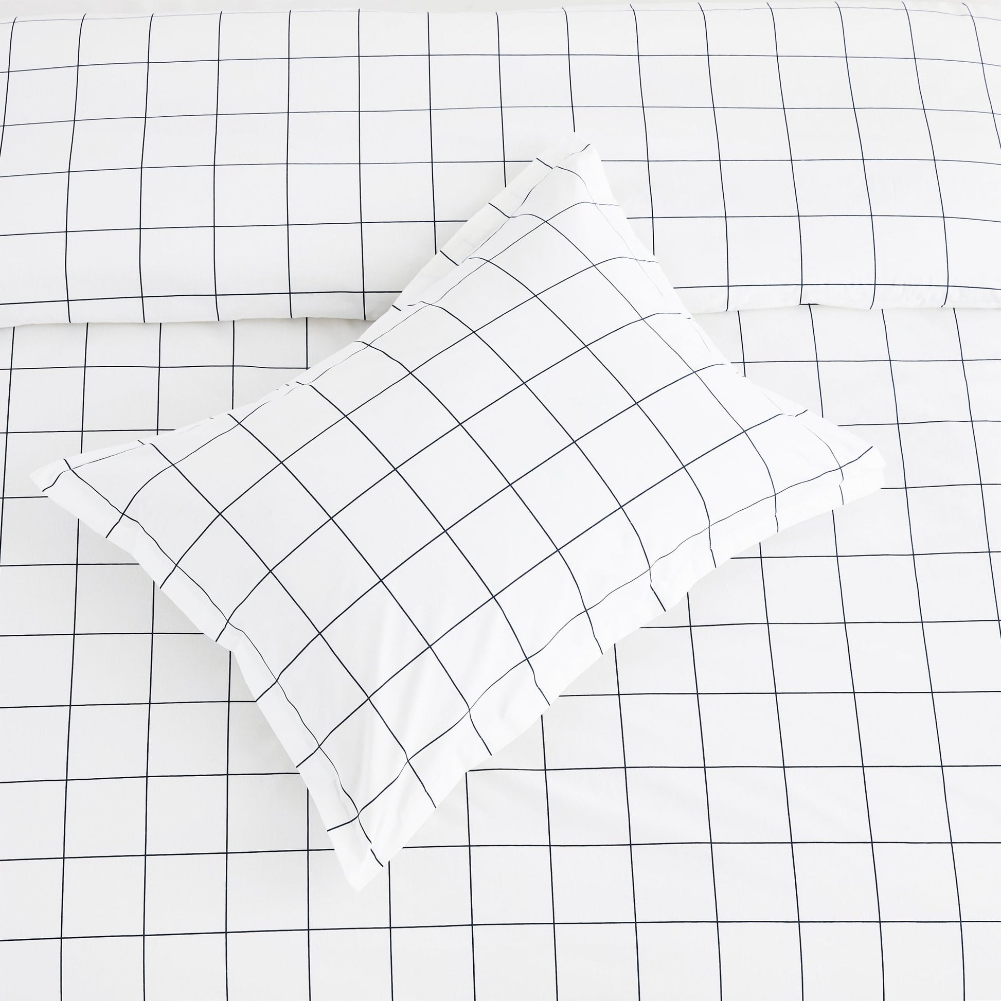 Grid Printed Cotton Percale Duvet Set - Quahog Bay Bedding