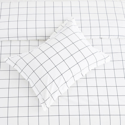 Grid Printed Cotton Percale Duvet Set - Quahog Bay Bedding