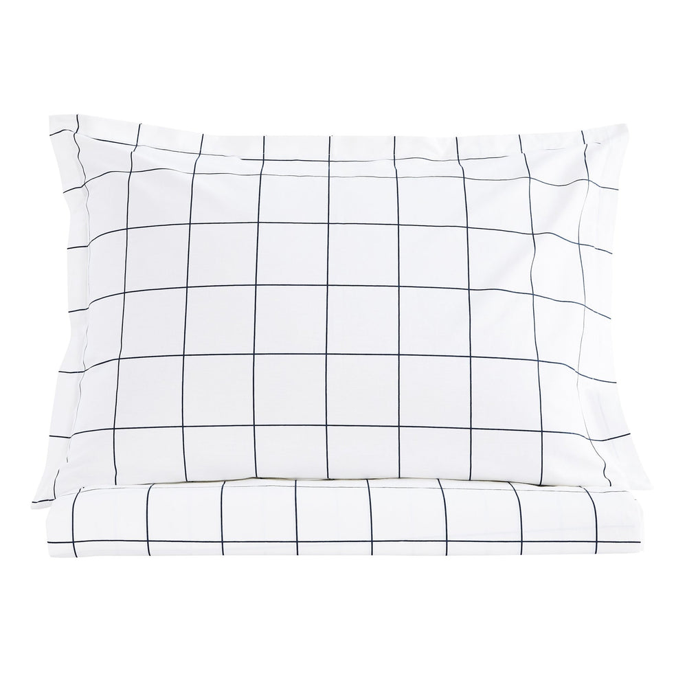 Grid Printed Cotton Percale Duvet Set - Quahog Bay Bedding