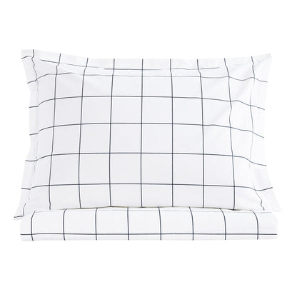 Grid Printed Cotton Percale Duvet Set - Quahog Bay Bedding