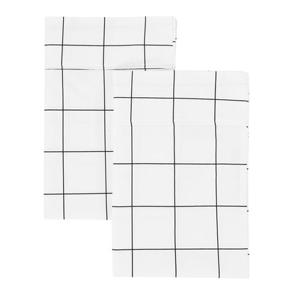 Grid Printed Cotton Percale Pillowcases - Quahog Bay Bedding