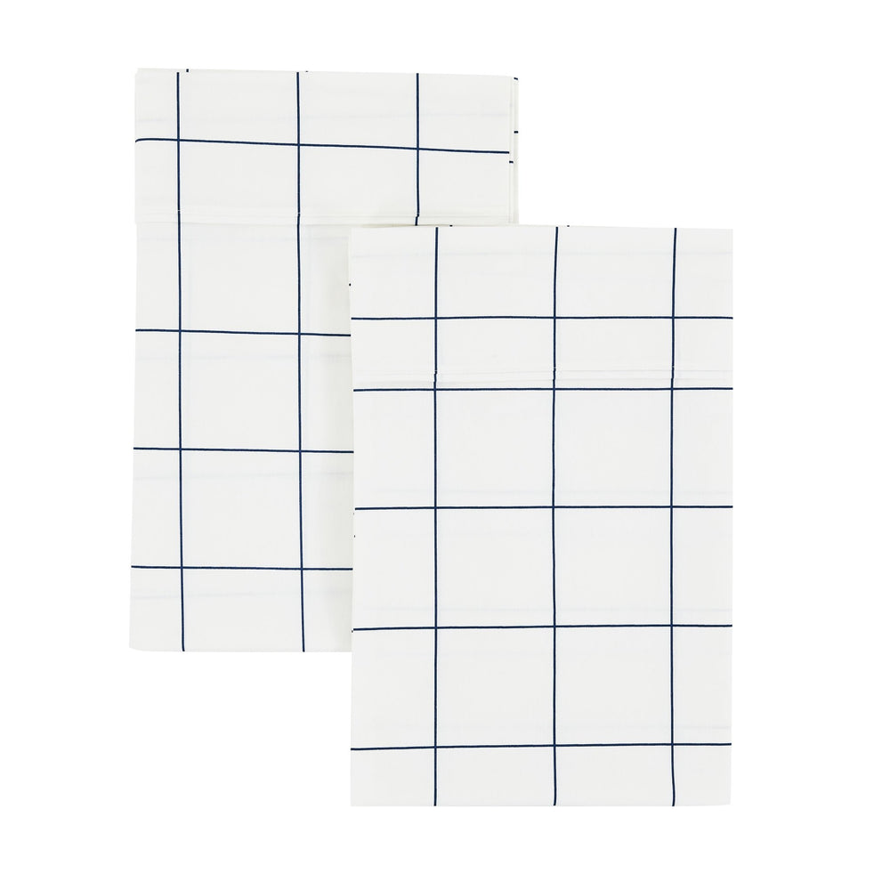 Grid Printed Cotton Percale Pillowcases - Quahog Bay Bedding
