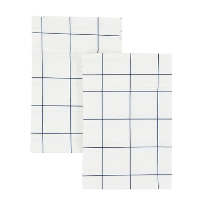 Grid Printed Cotton Percale Pillowcases - Quahog Bay Bedding