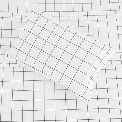 Grid Printed Cotton Percale Pillowcases - Quahog Bay Bedding