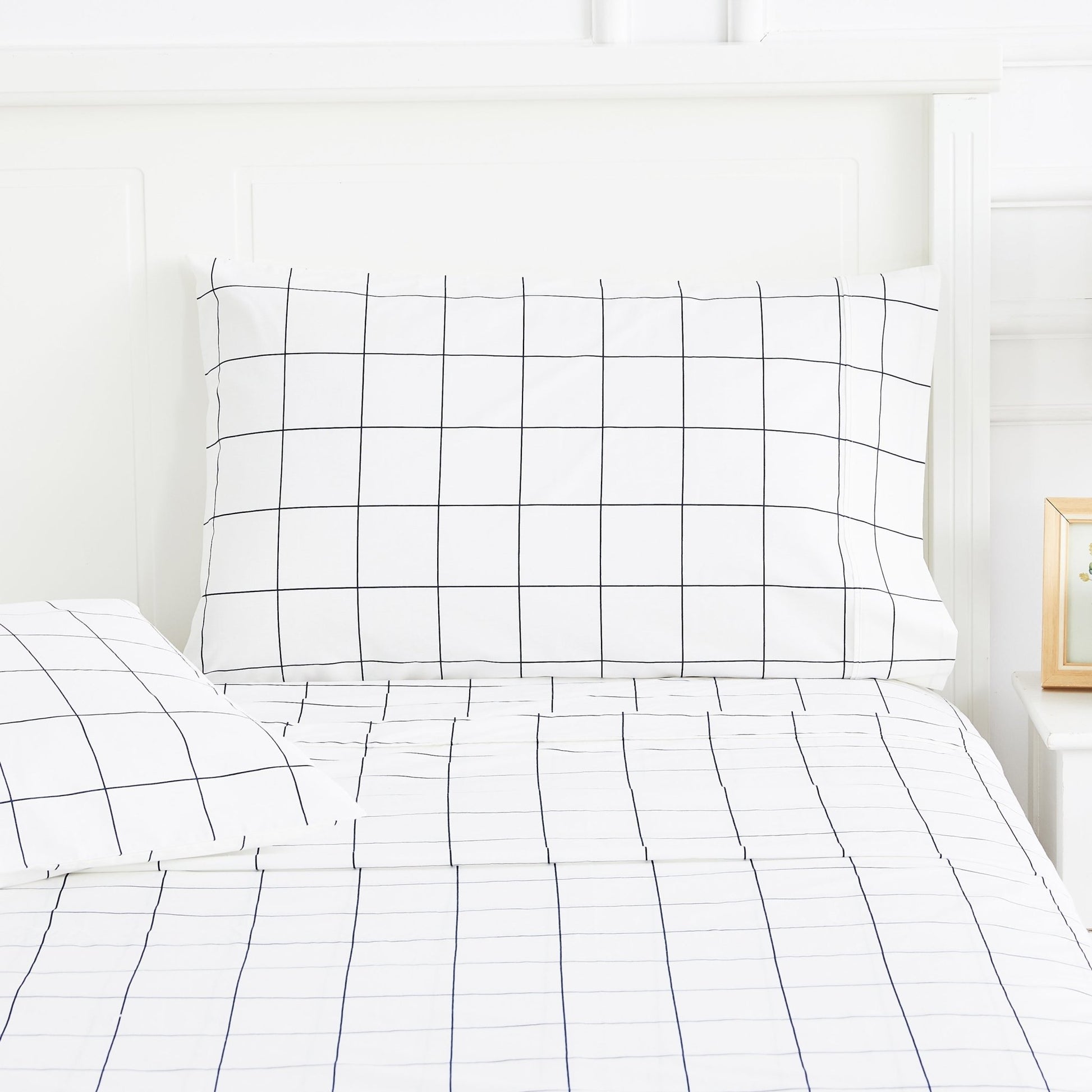 Grid Printed Cotton Percale Pillowcases - Quahog Bay Bedding