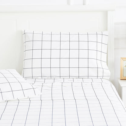 Grid Printed Cotton Percale Pillowcases - Quahog Bay Bedding
