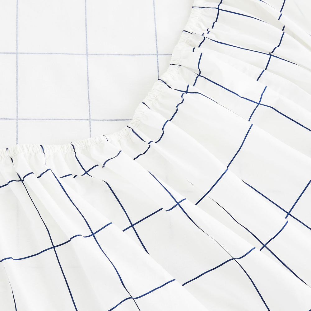Grid Printed Cotton Percale Sheet Set - Quahog Bay Bedding