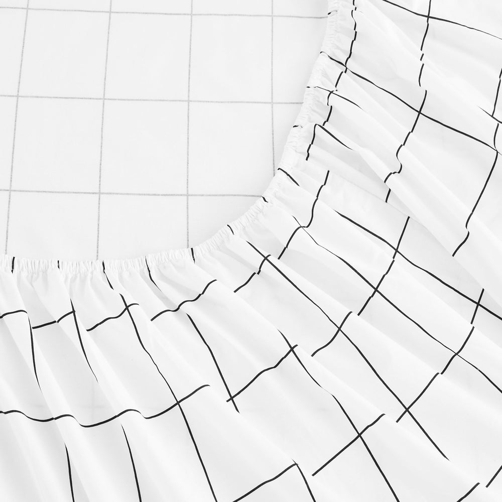 Grid Printed Cotton Percale Sheet Set - Quahog Bay Bedding