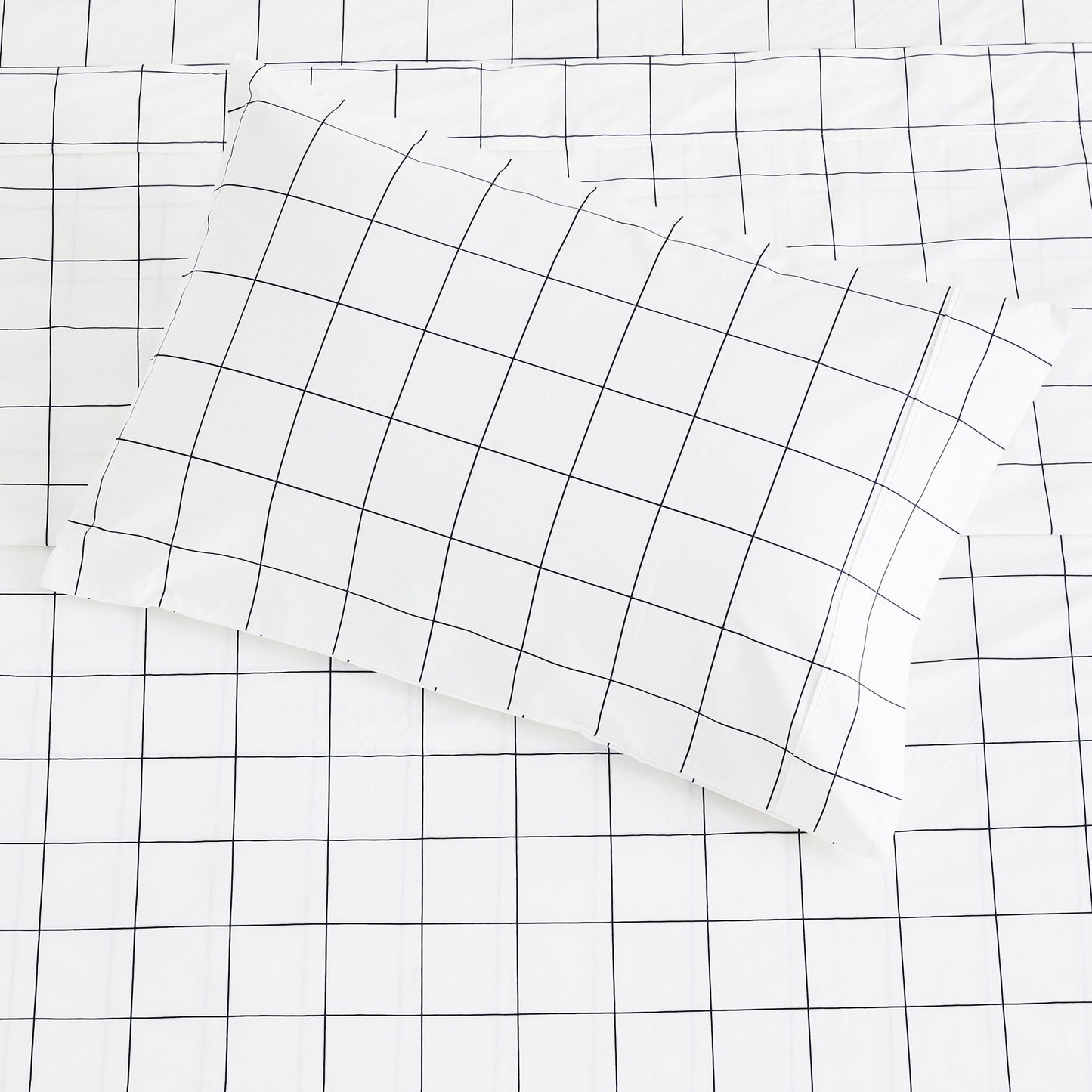 Grid Printed Cotton Percale Sheet Set - Quahog Bay Bedding