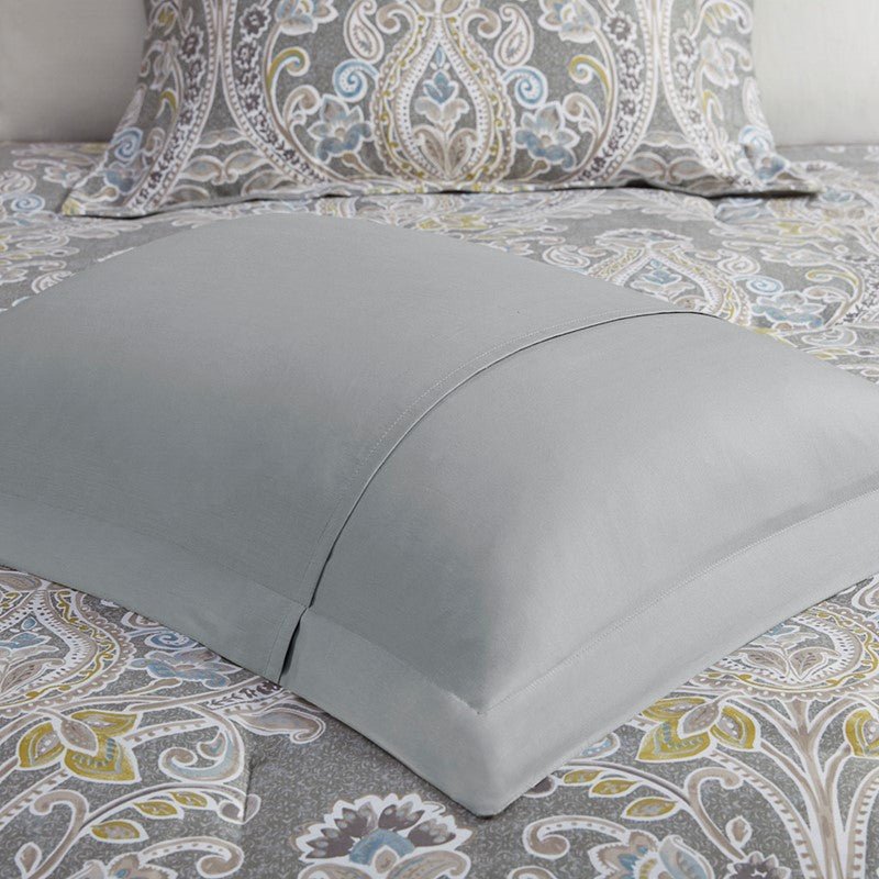 Hallie 6-Piece Cotton Damask Comforter Set | Grey - Quahog Bay Bedding