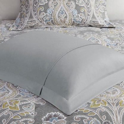 Hallie 6-Piece Cotton Damask Comforter Set | Grey - Quahog Bay Bedding
