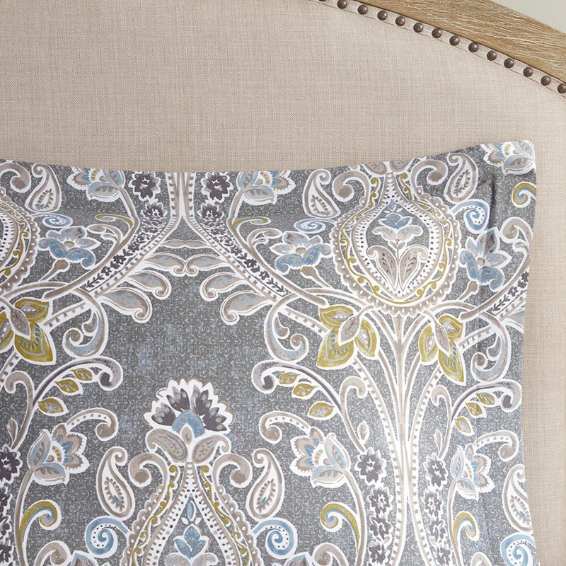 Hallie 6-Piece Cotton Damask Comforter Set | Grey - Quahog Bay Bedding
