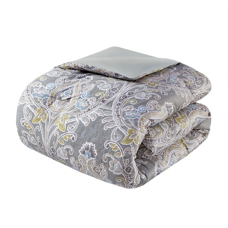Hallie 6-Piece Cotton Damask Comforter Set | Grey - Quahog Bay Bedding