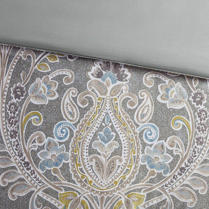 Hallie 6-Piece Cotton Damask Comforter Set | Grey - Quahog Bay Bedding