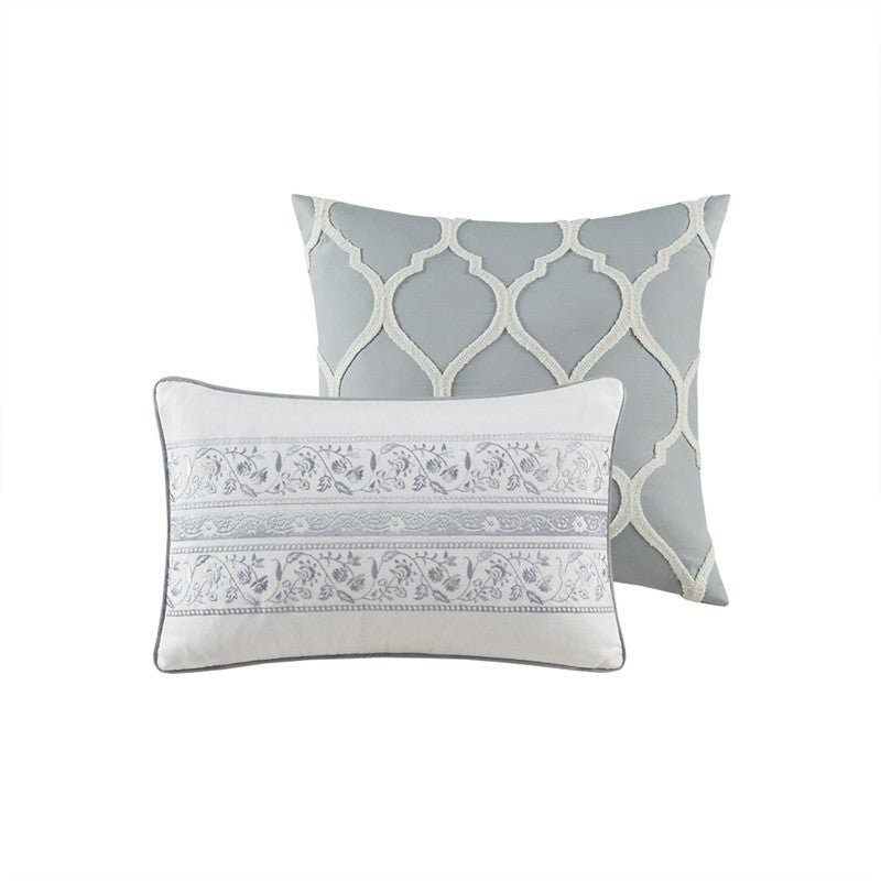 Hallie 6-Piece Cotton Damask Comforter Set | Grey - Quahog Bay Bedding